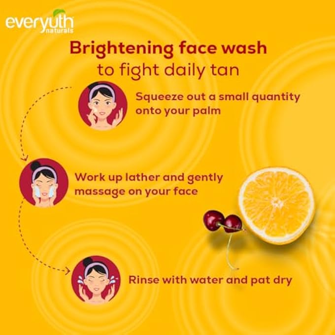 Everyuth NATURALS BRIGHTENING LEMON & CHERRY FACE WASH | DEEP CLEANSING, OIL CONTROL & TAN REDUCTION | REMOVES DIRT & OIL | 100% SOAPFREE | FOR ALL SKIN TYPES | PARABEN FREE - 150 G (PACK OF 2) - Image 3